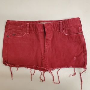 Hollister vintage Y2K Burgundy Mini  Distressed Skirt Low Rise